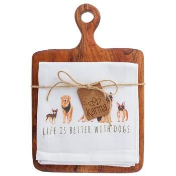 Cotton Tea Towel w/ Cutting Board - Dog