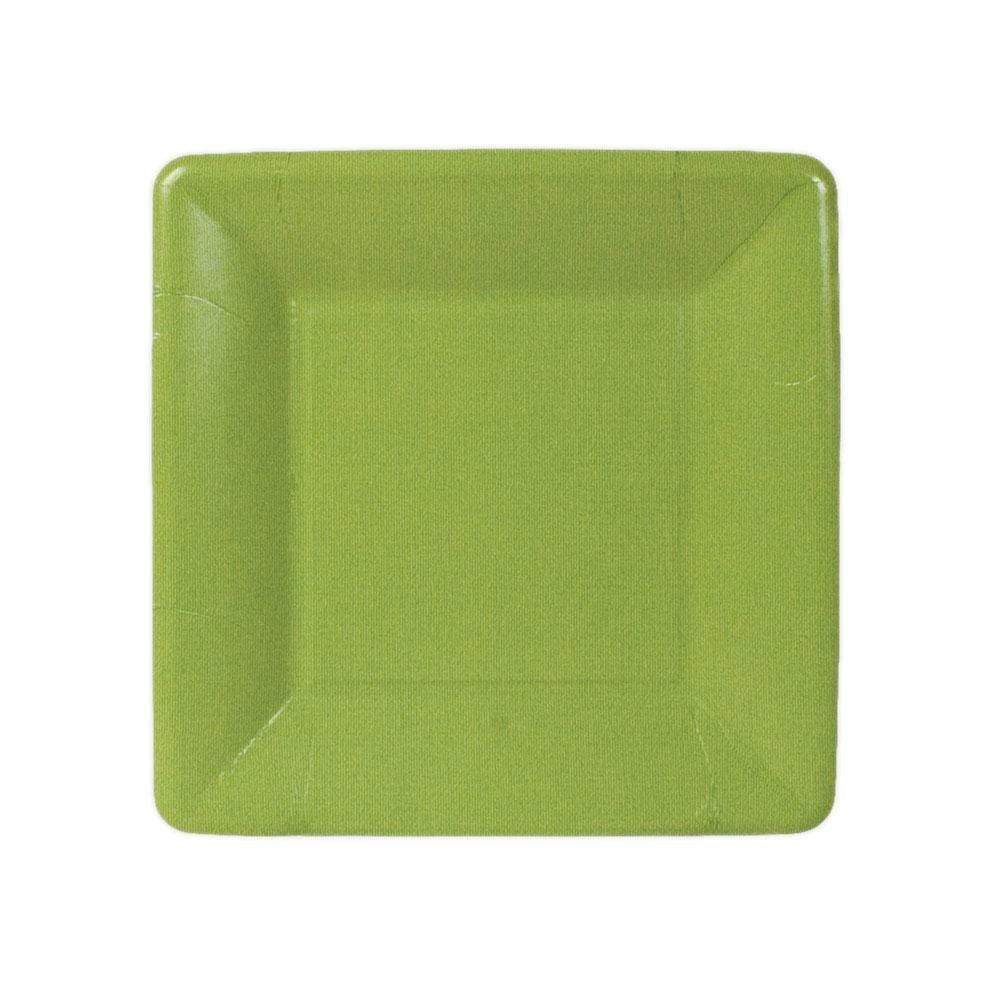 Grosgrain Square Paper Salad &amp; Dessert Plates in Moss Green