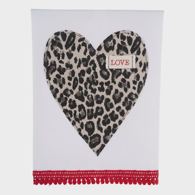 Love Heart Cheetah Tea Towel