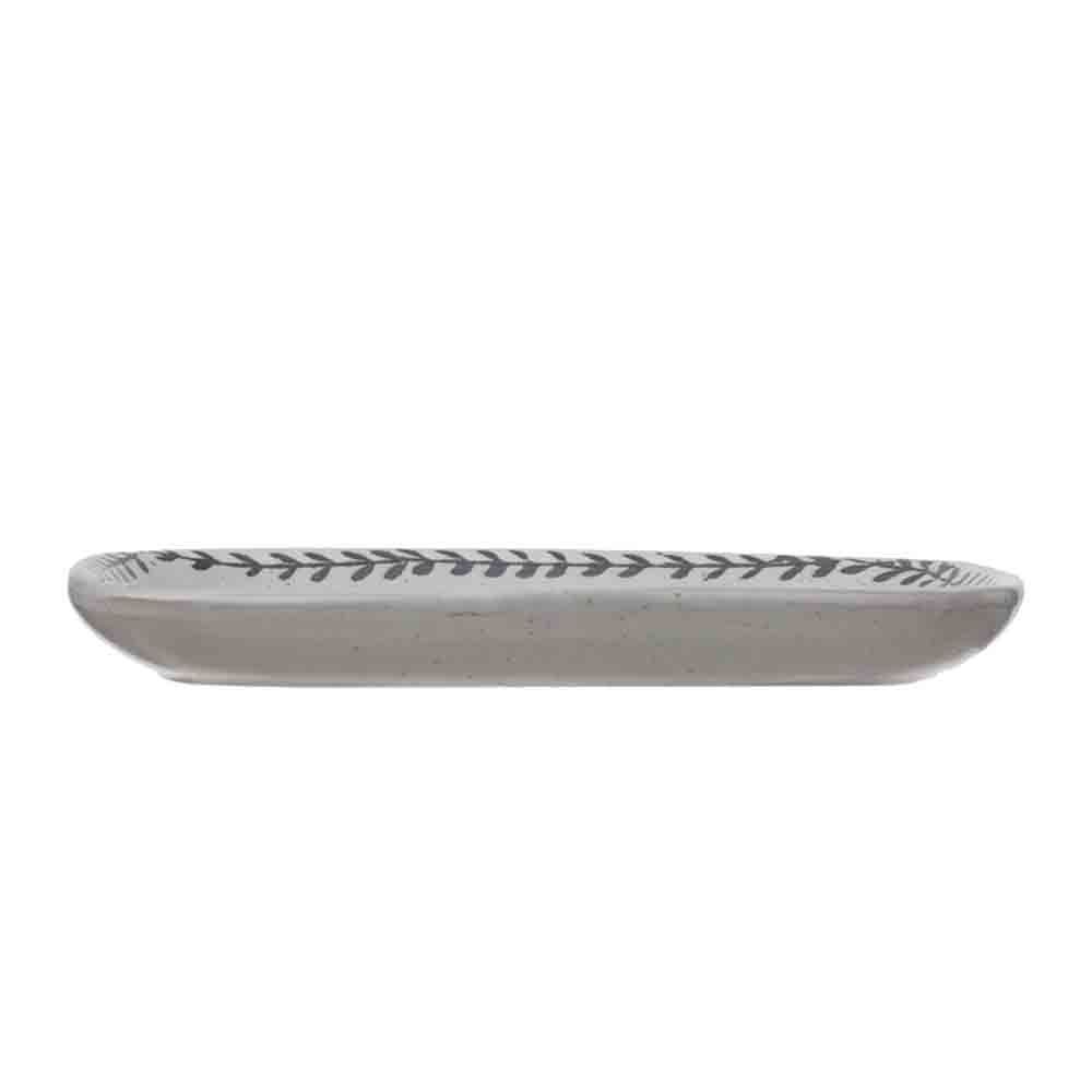 Stoneware Plate w/ Debossed Pattern Edge