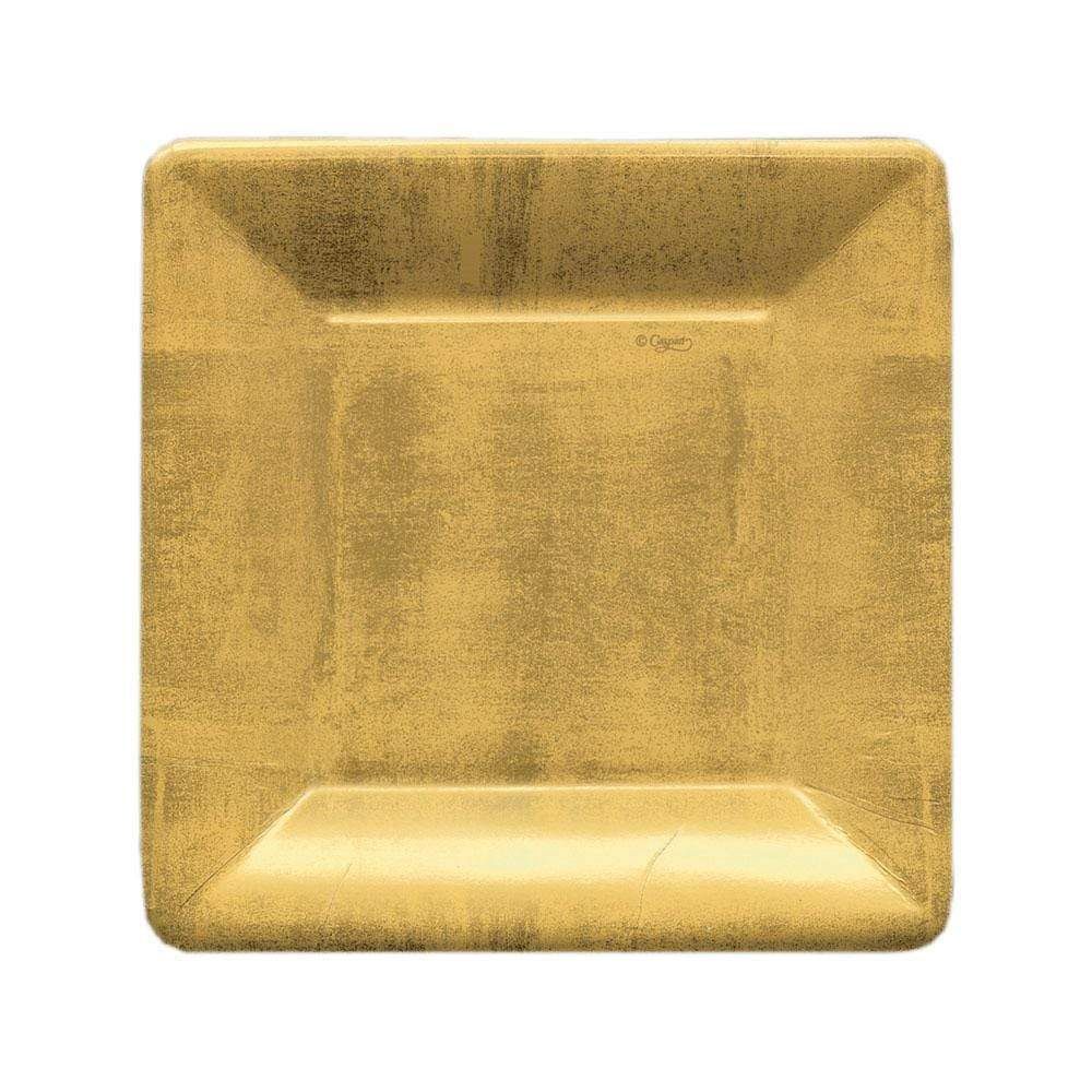 Gold Leaf Square Paper Salad &amp; Dessert Plates
