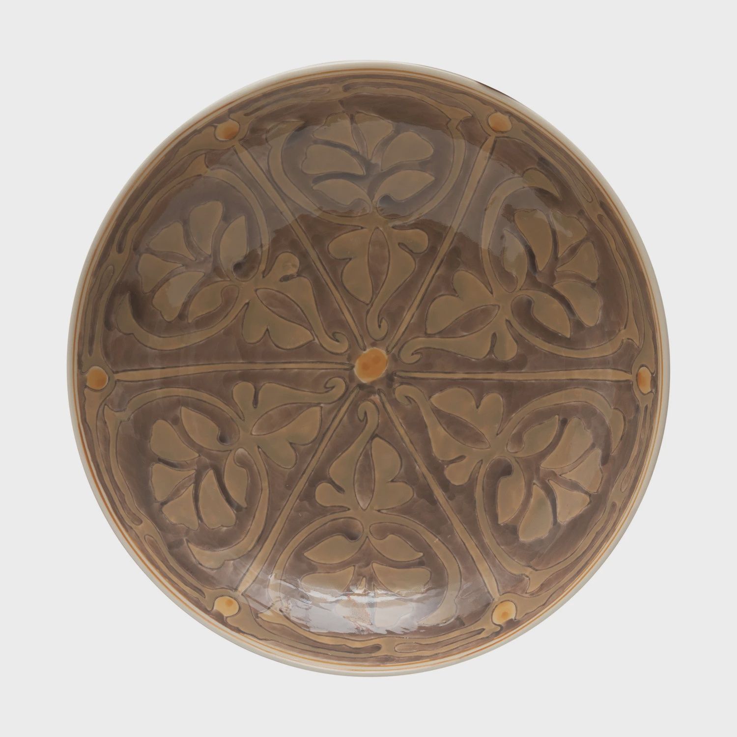 Hand-Painted Stoneware Serving Bowl with Pattern