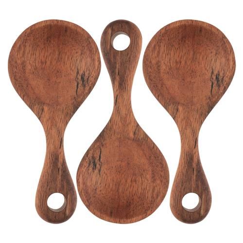 SHORT WOOD SERVING SPOONS
