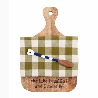 Mud Pie Lake Oar 3-piece serving board set displayed on neutral background, showing wooden boards with oar-shaped handles.