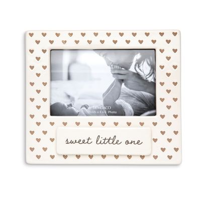 DEMDACO Sweet Baby personalized nursery frame in neutral tones displayed against a plain background
