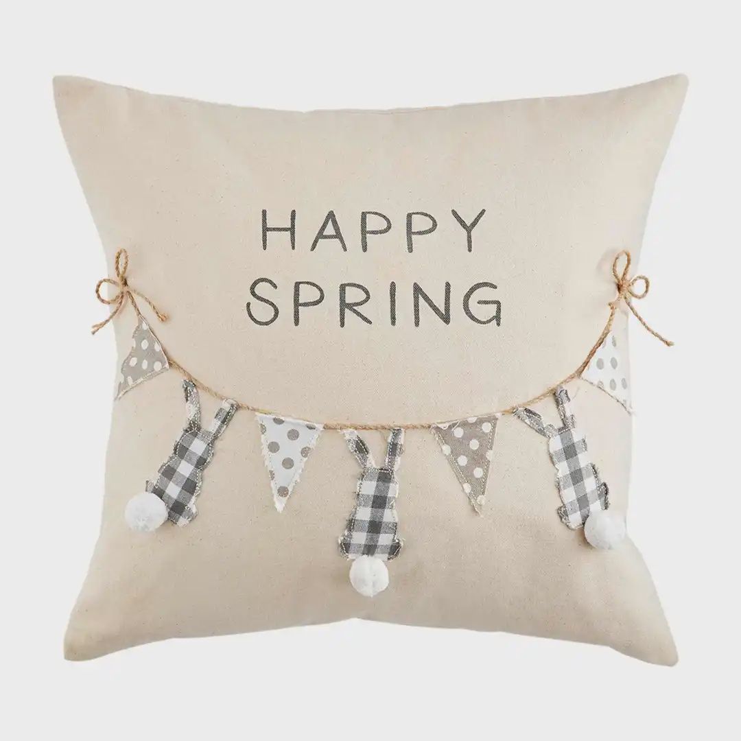 Bunny Banner Throw Pillow