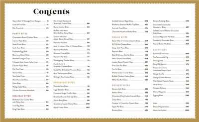 Brilliant Bites cookbook by Hachette open on a table with small appetizer bites arranged nearby