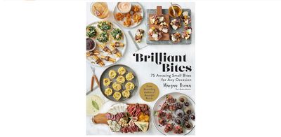 Brilliant Bites cookbook cover by Hachette featuring 75 small bite recipes, displayed against a neutral background in studio lighting
