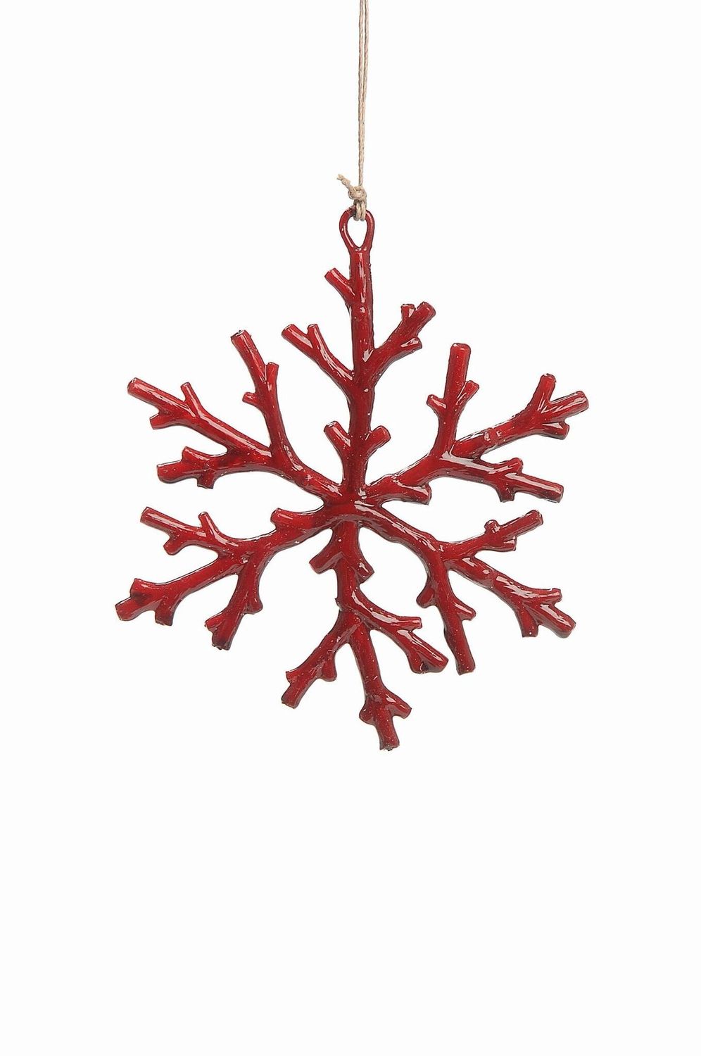 XMAS ORN SNOWFLAKE RED 6&quot;