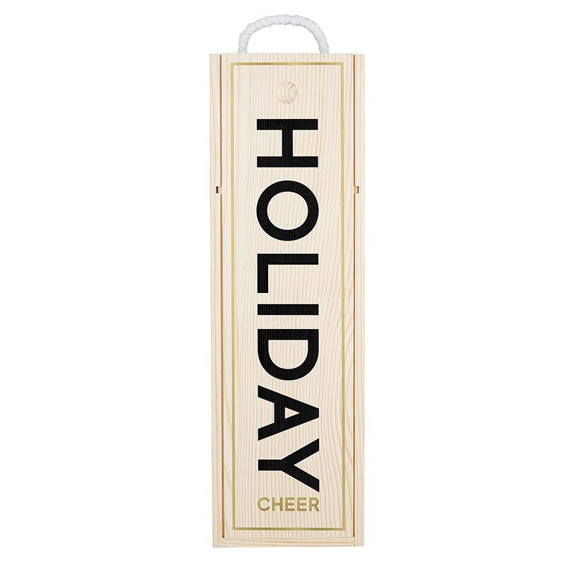 Holiday Cheer Wood Wine Box