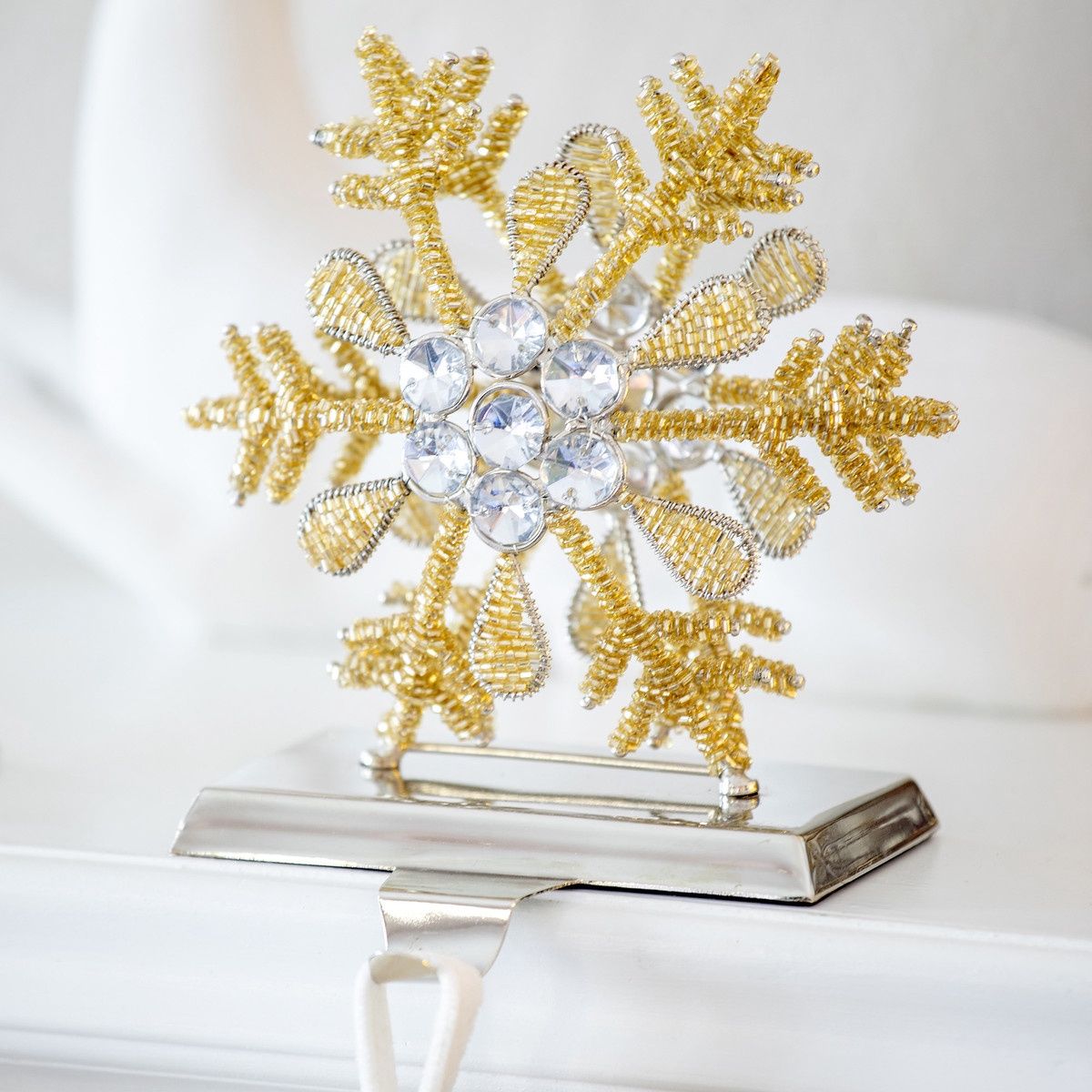 Glass Beaded Snowflake Stocking Holder