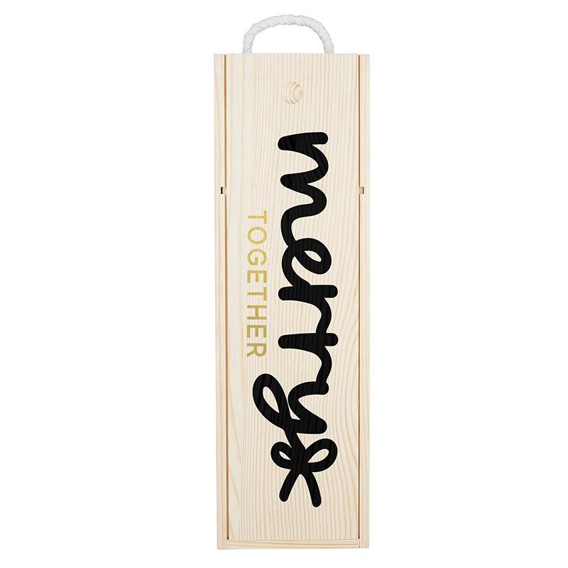 Merry Together Wood Wine Box
