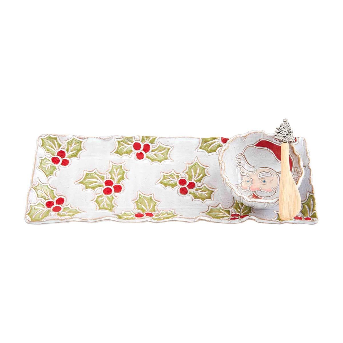 Holly Tray &amp; Santa Dip Set