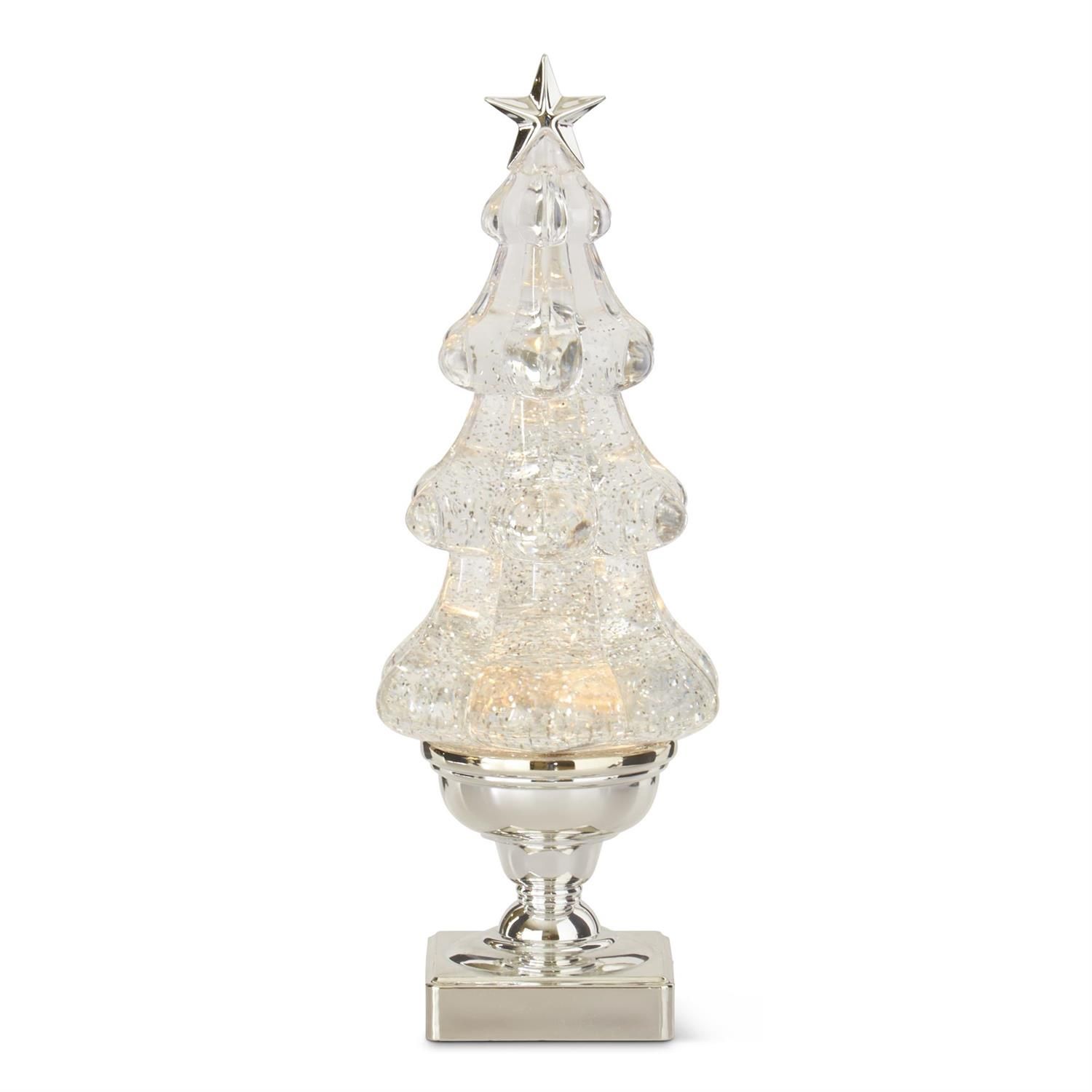 13.75 Inch Clear Acrylic Swirling Glitter LED Tree