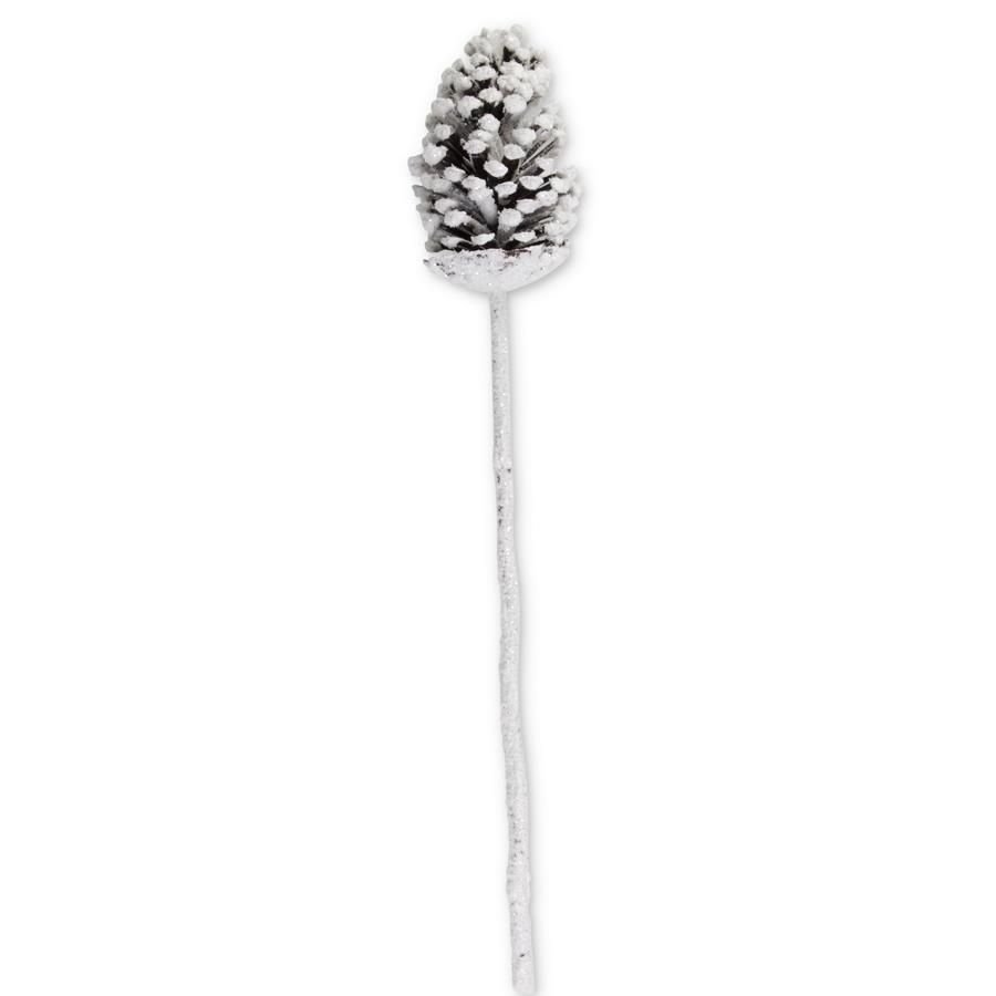 29 Inch Slightly Snowy Pinecone Stem