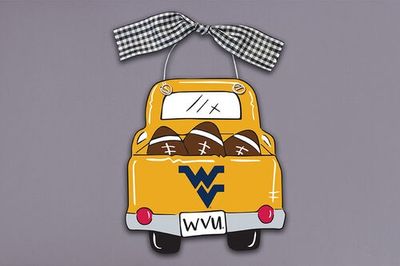Magnolia Lane WVU West Virginia Wooden Truck Christmas Ornament