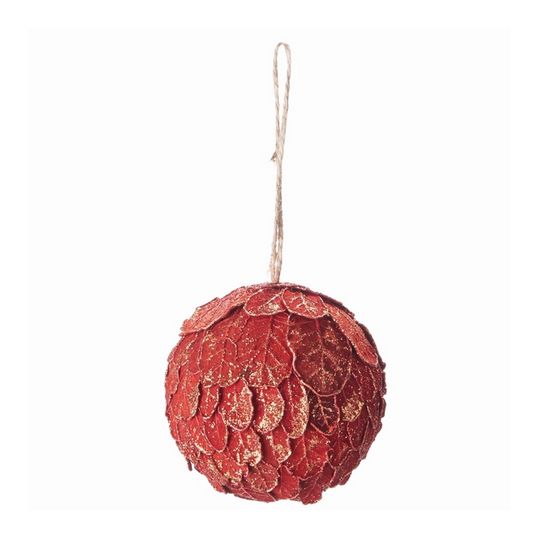 LEAF BALL ORNAMENT 3.5&quot;