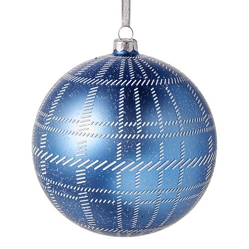6&quot; Blue Plaid Ball Ornament