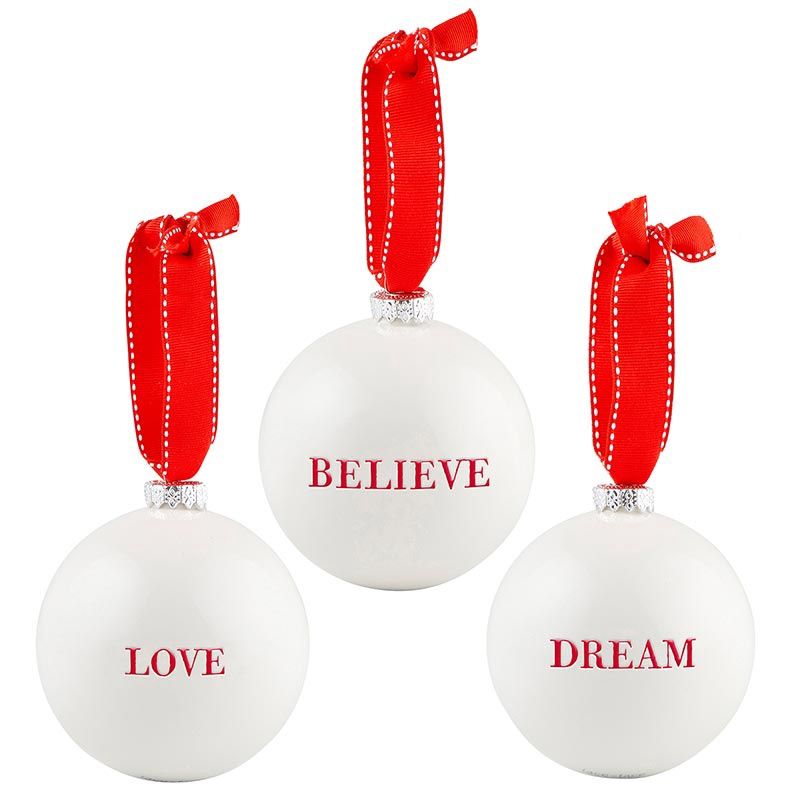 Ornament Set 3-pc. - Believe/Love/Dream