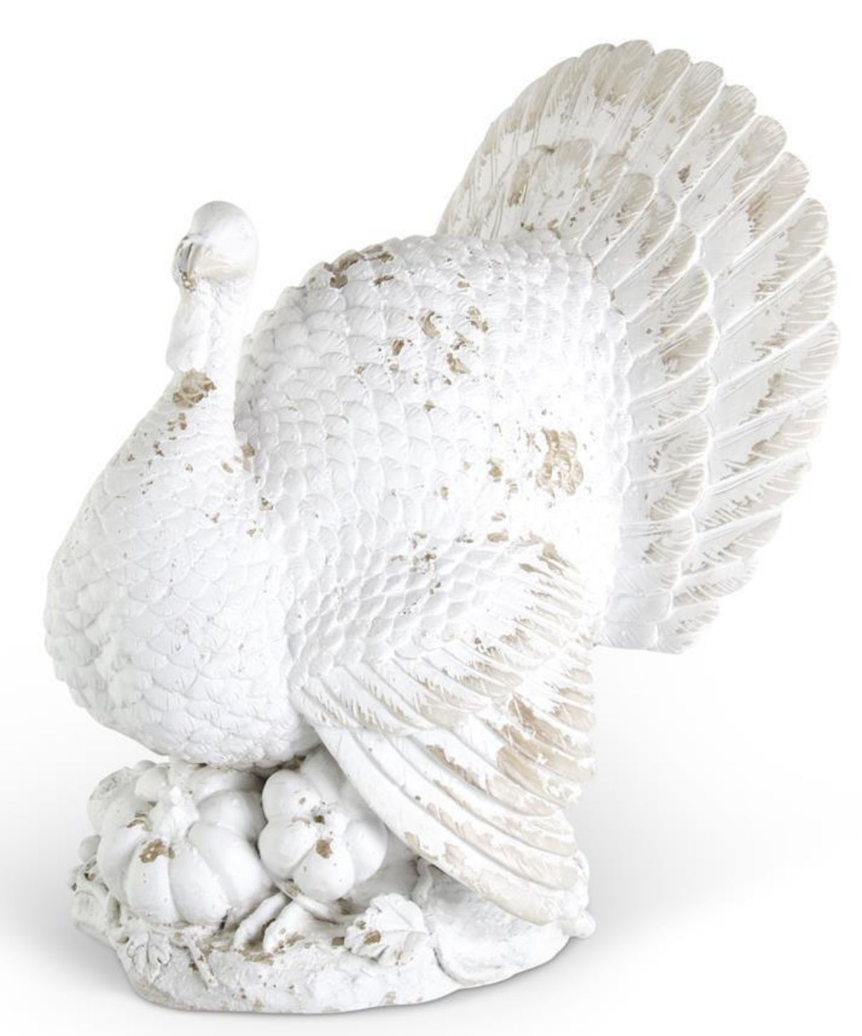 17 Inch Resin Distressed Whitewashed Turkey