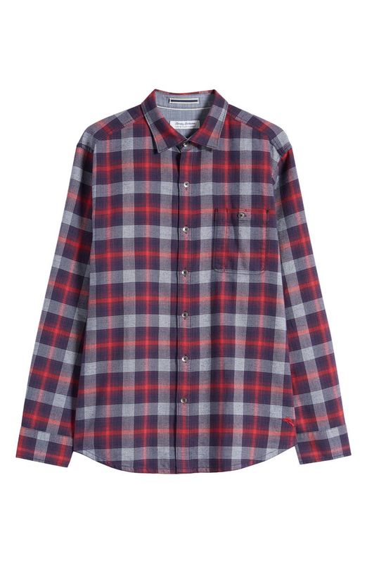 Canyon Beach Cozy Check Flannel Button-Up Shirt - Pinot Noir