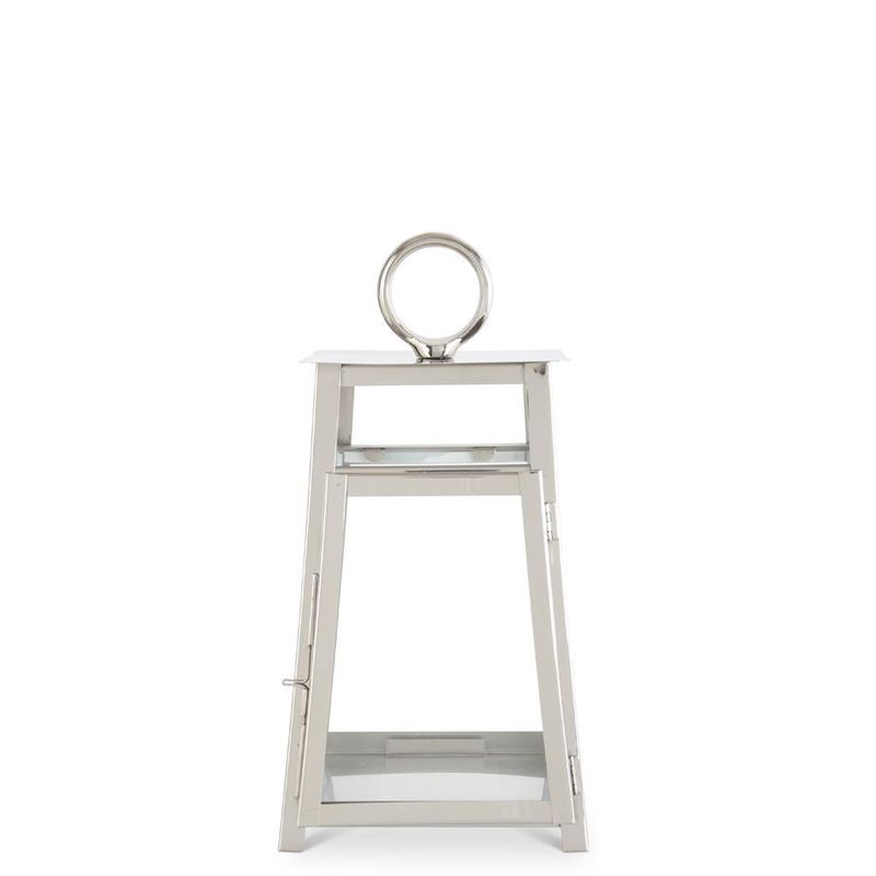 Silver Metal Trapezoid Lantern w/Ring Handle