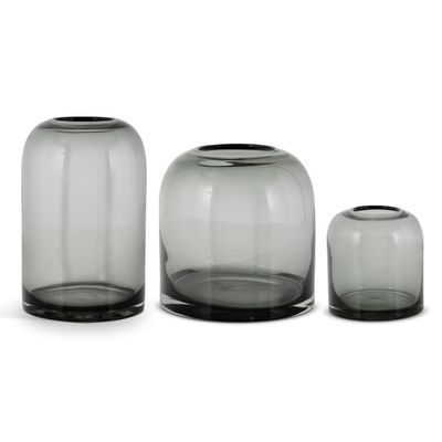 9.75 inch gray transparent glass vase by K&amp;K Interiors displayed against a neutral background