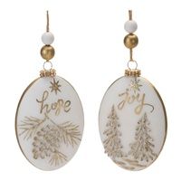 White and Gold Oval Ornament