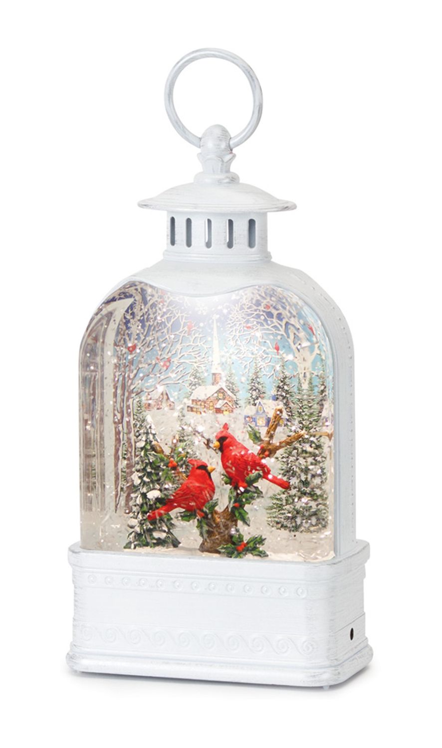 SNOW GLOBE LANTERN W/CARDINALS