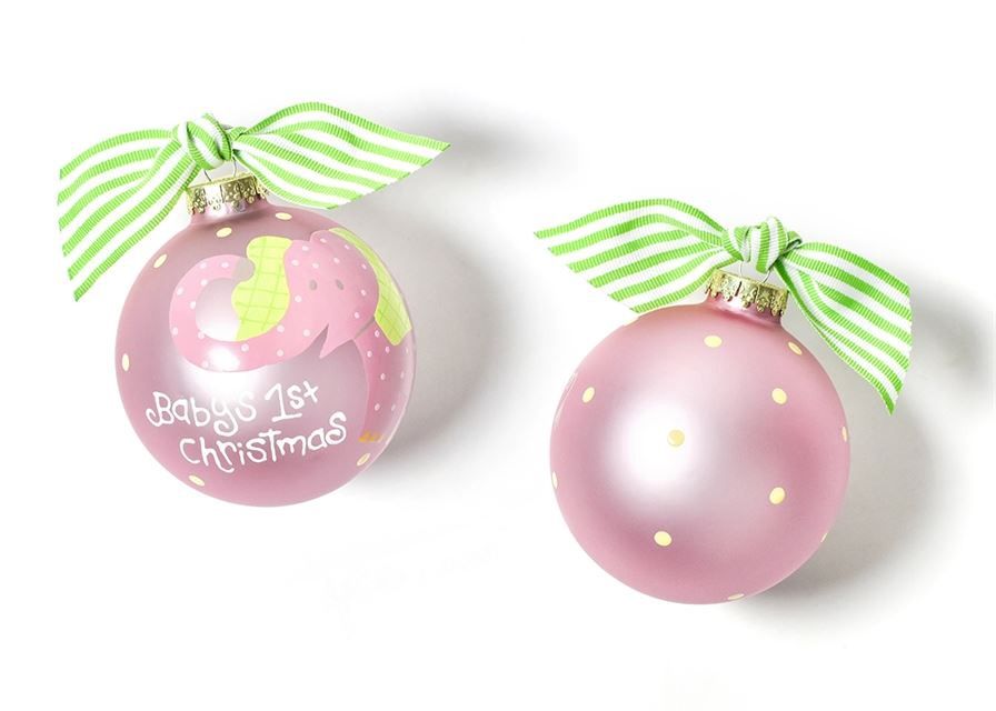 Elephant Pink Glass Ornament