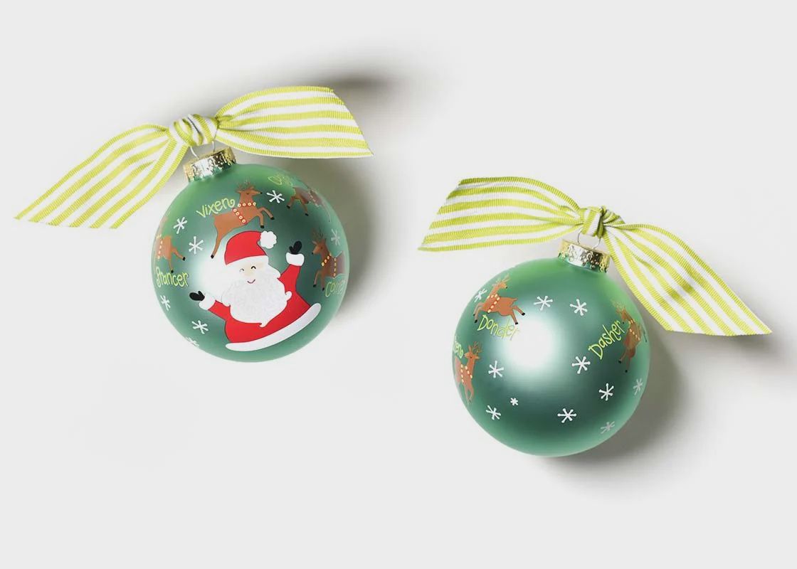 Christmas Calling Reindeer Glass Ornament