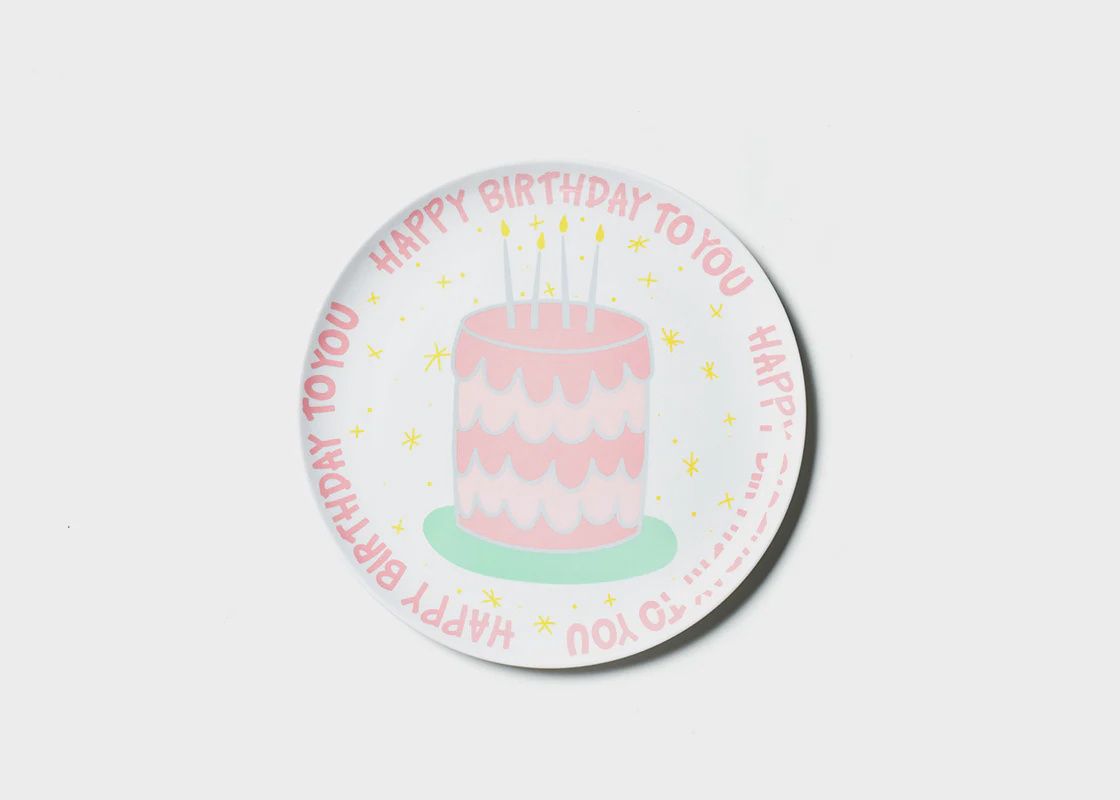 Pink Happy Birthday Cake Melamine Dinner Plate
