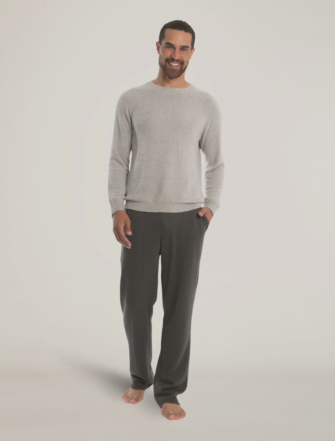 CozyChic Lite® Men&#39;s Raglan Pullover - Heathered Pewter/Silver
