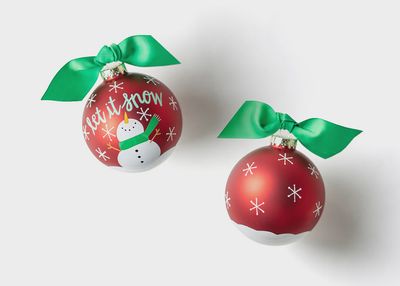 Snowman Let it Snow Glass Ornament