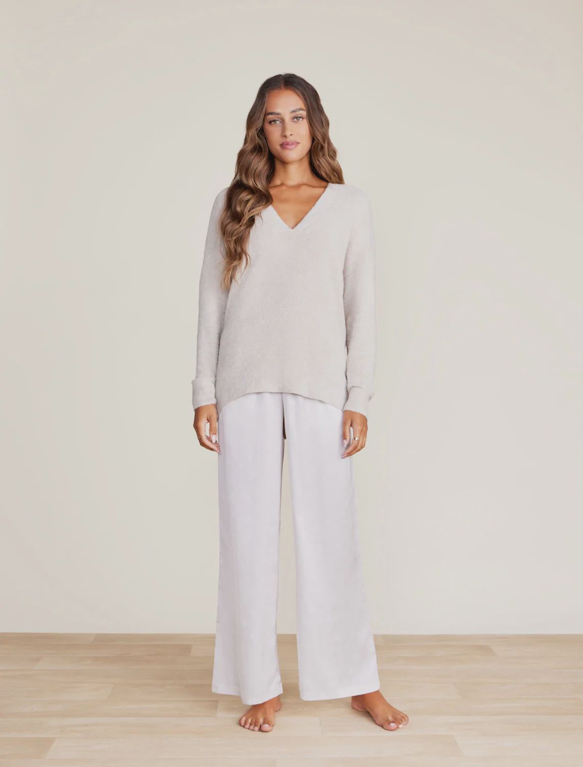 CozyChic Lite® V-Neck Seamed Pullover - Stone