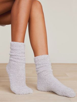 Barefoot Dreams CozyChic Heathered Women's Socks Oyster/White
