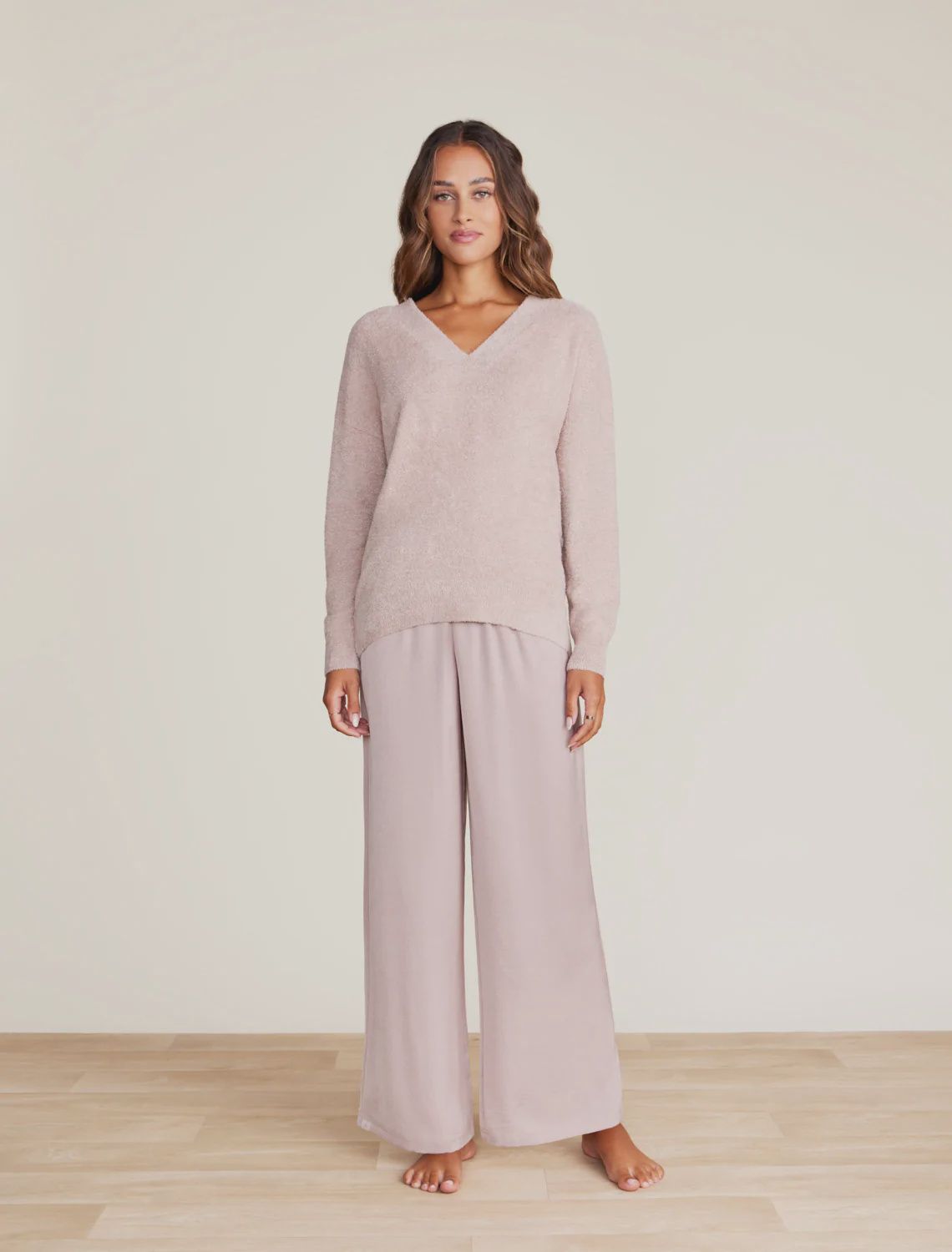 CozyChic Lite® V-Neck Seamed Pullover - Pink Clay