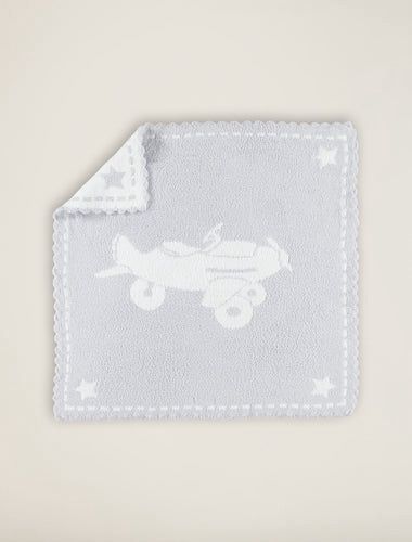 CozyChic® Scalloped Receiving Blanket - Blue/White/Airplane