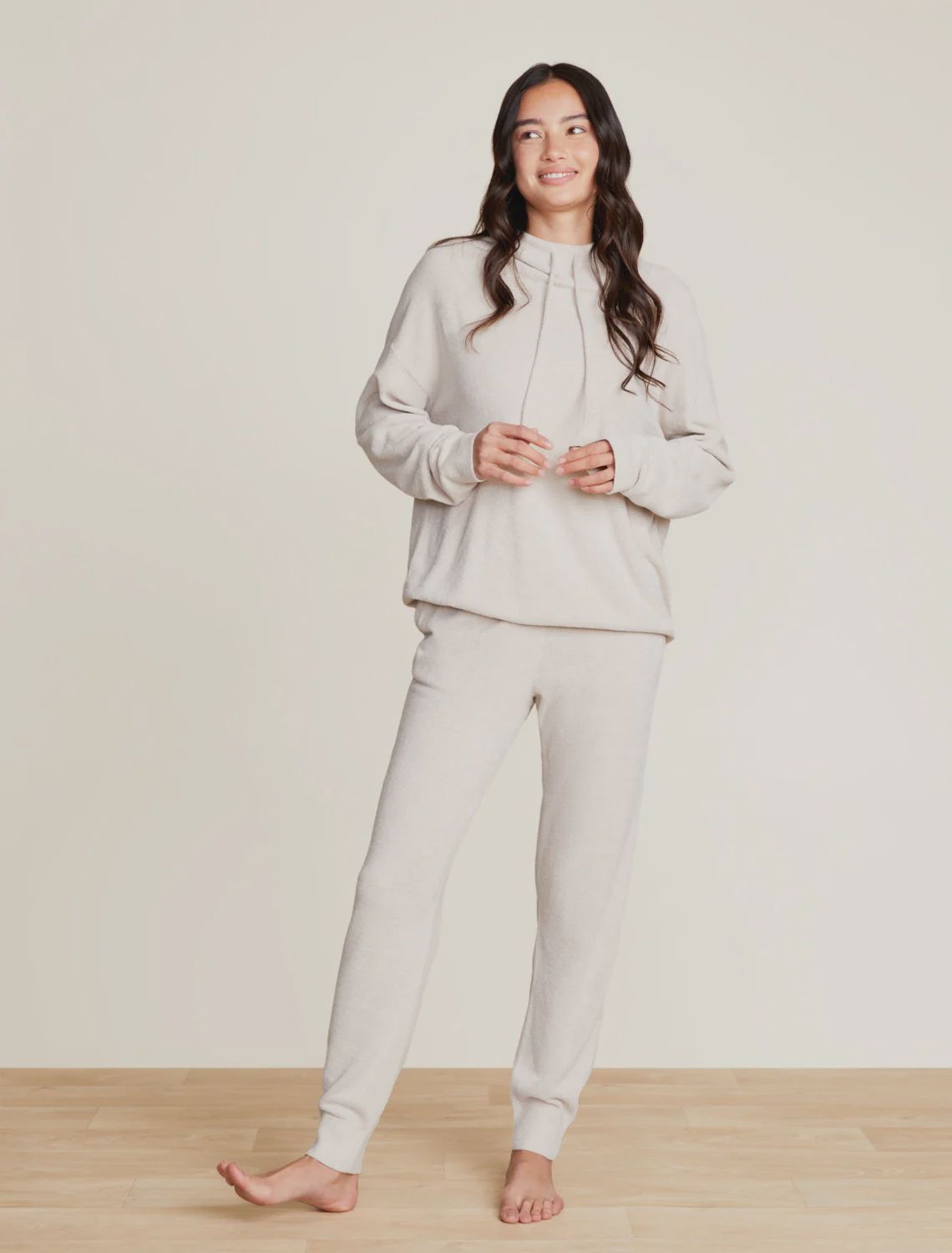 CozyChic Ultra Lite® Funnel Neck Hooded Pullover - Bisque