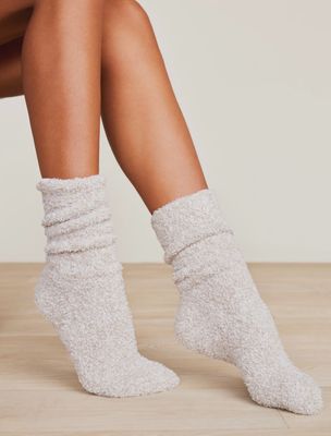 Barefoot Dreams CozyChic Heathered Women's Socks Stone/White