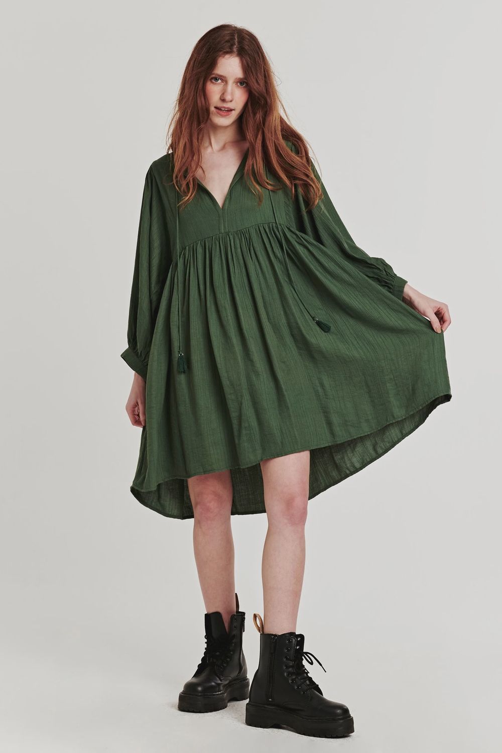 Jaden Empire Waist Midi Dress Sage Leaf