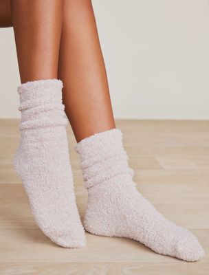 Barefoot Dreams CozyChic Heathered Women's Socks Dusty Rose/White