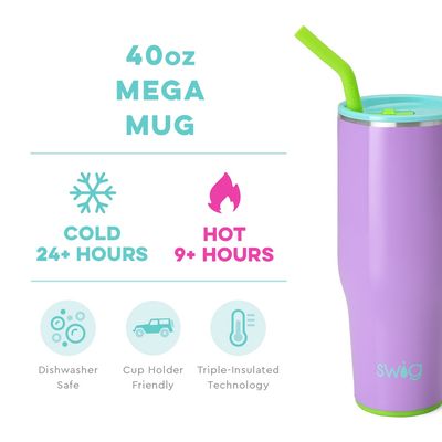 Ultra Violet Swig Life 40oz insulated tumbler displayed in a lifestyle setting