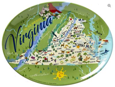 Galleyware Virginia Map 16-inch melamine serving platter in studio setting against white background