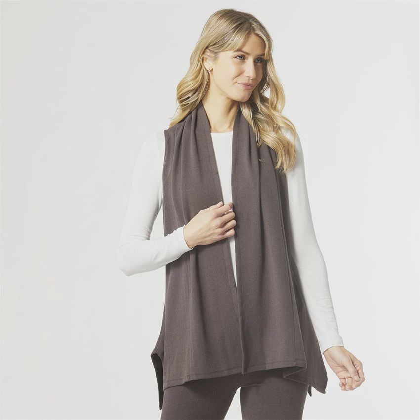 Weekend Brushed Drape Vest - Brown