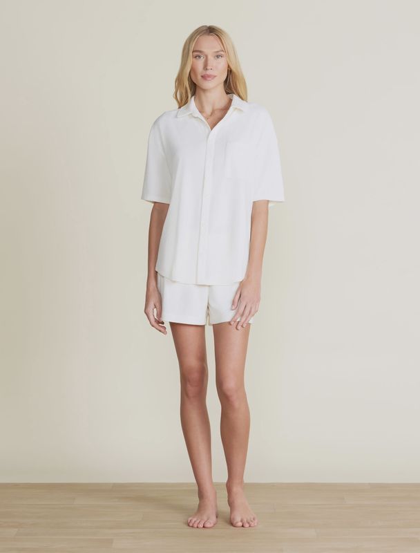 Cozy Terry® Button Down Shirt - Pearl