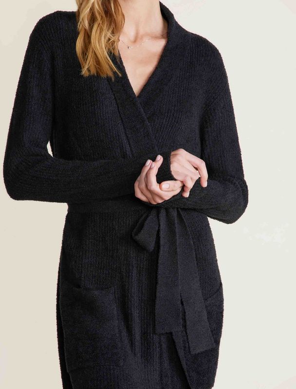 CozyChic Lite  Ribbed Robe Black