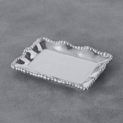 Beatriz Ball Pearl rectangular aluminum tray with hammered texture finish, isolated on white background