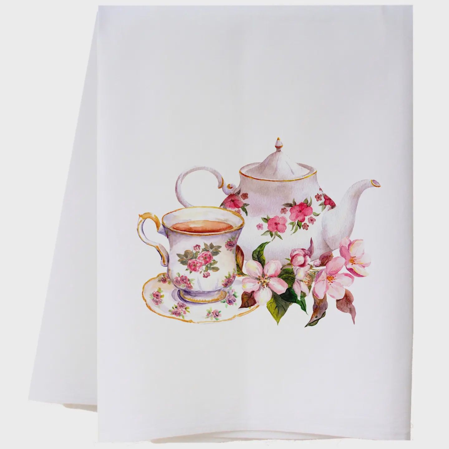 Tea Pot and Cup Flour Sack Towel