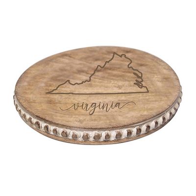 Mary Square round beaded Virginia decorative board displayed against a neutral background in studio lighting